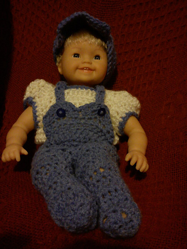 Footed Overalls for a 12-inch Baby Doll