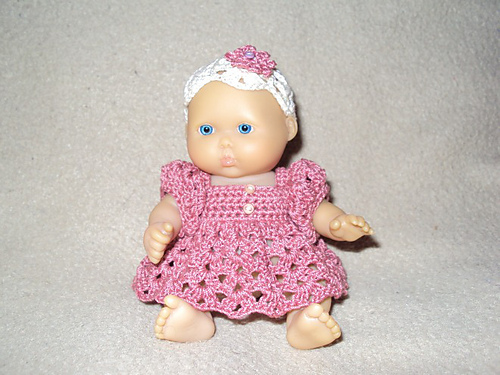 Shell Stitch Dress and Hat for 5 Inch Baby Dolls