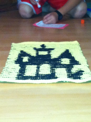 Haunted House illusion/shadow dishcloth