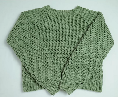 Alpine Stitch Raglan Crochet Sweater