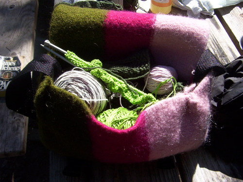 Spork: a knitted, felted courier bag