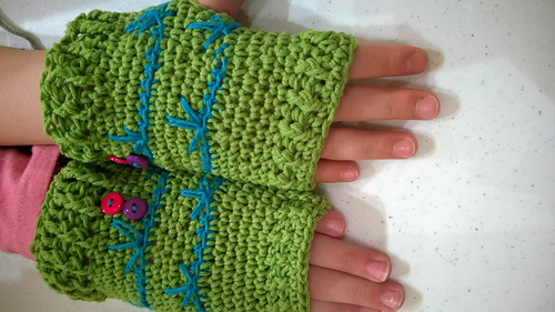 Star Gazer fingerless mitts