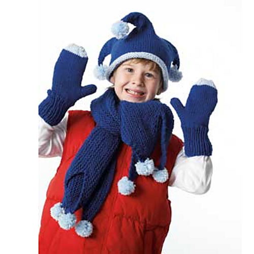 Jester Hat, Mittens and Scarf