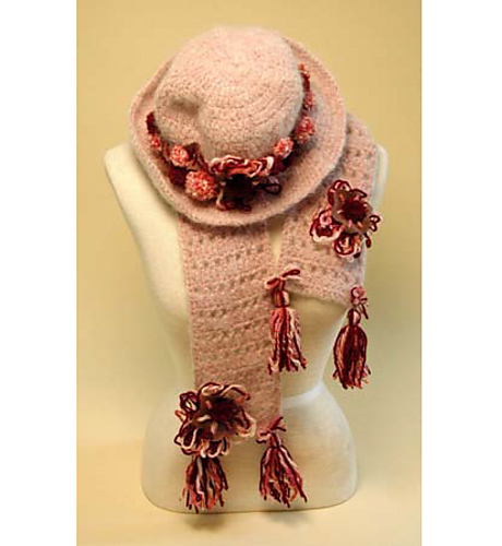 Decorated Crochet Hat And Scarf