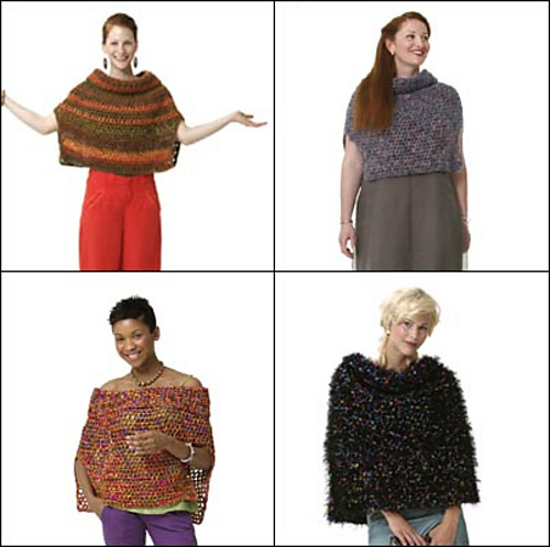 Cowl-Neck Poncho in 4 Versions