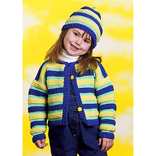 Kid's Striped Cardigan & Stocking Hat