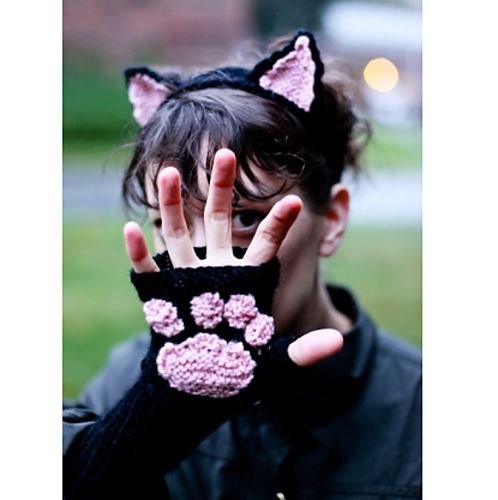 Cat Headband and Wrist Warmers