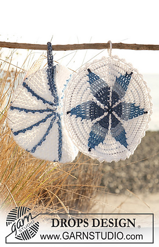 120-56 b - Crochet pot holder with star pattern