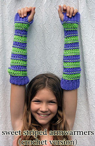 Sweet Striped Crochet Arm Warmers