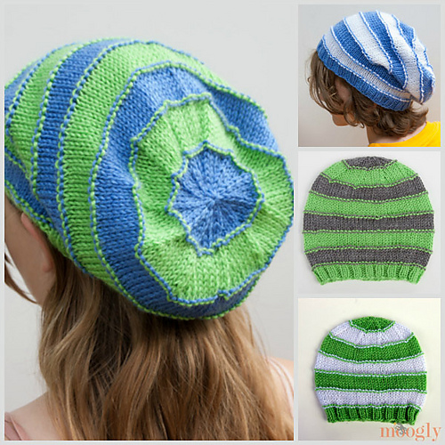 Stripey Knit Slouchy Beanies