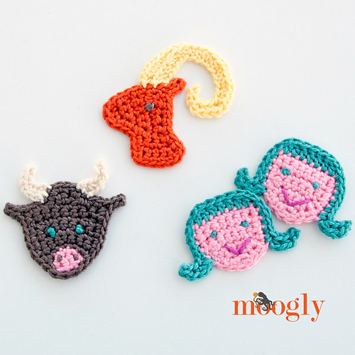 Zodiac Appliques: Aries, Taurus, Gemini