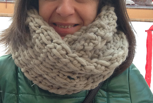 Tunisian beige cowl