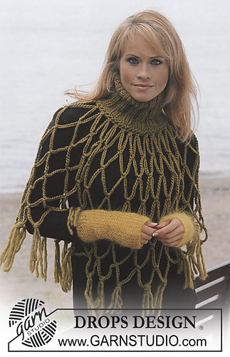 86-17 a - Crochet poncho with knit collar