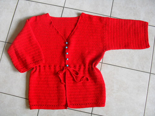 Red summer kimono vest (Dutch version)