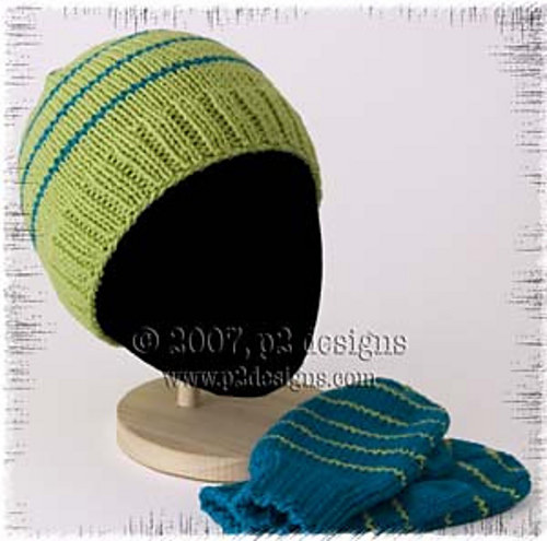 kids striped hat & mittens