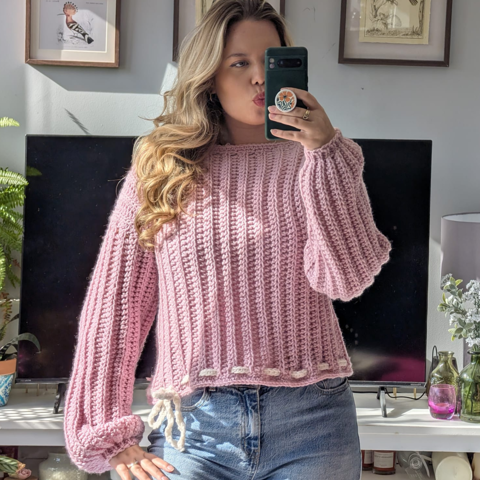 Knit-Look Bow Sweater
