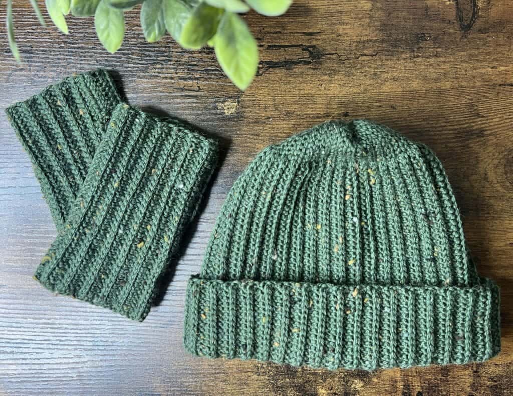 Crochet Fingerless Gloves & Beanie Set