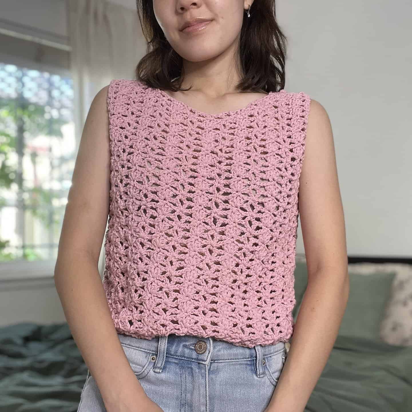 Floral Crochet Mesh Top