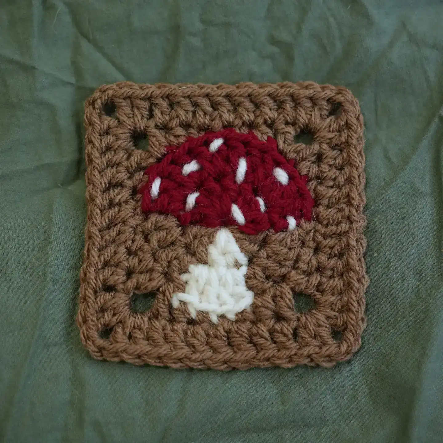 Crochet Mushroom Granny Square