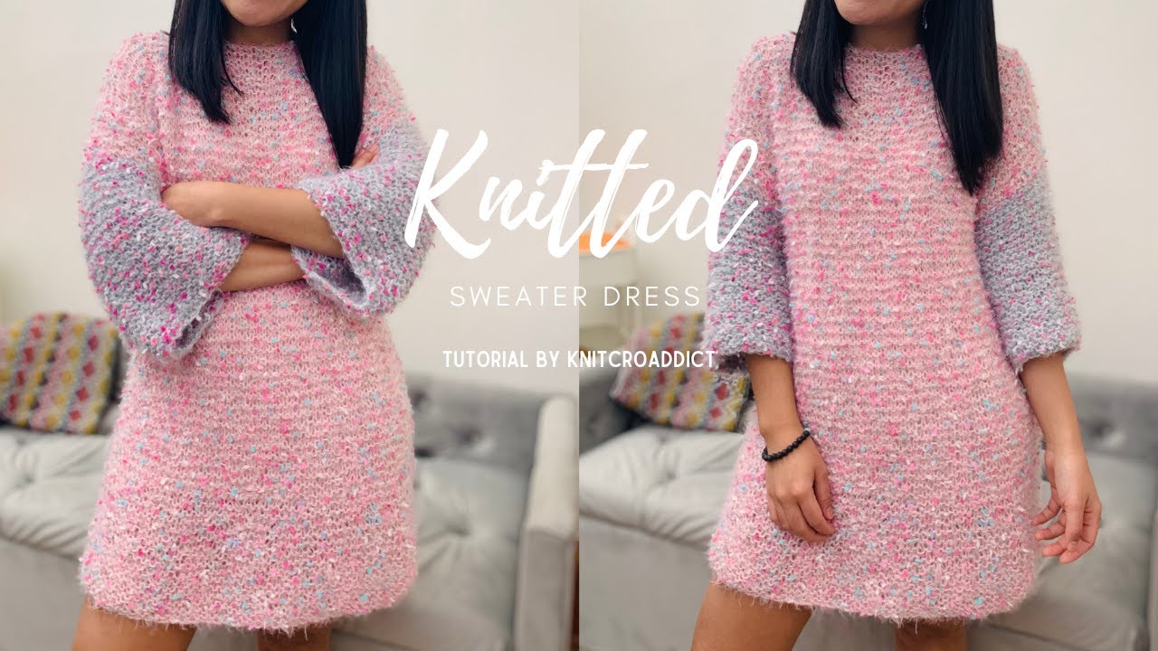 Knitted Sweater Dress/ Learn to knit a sweater/ Easy Knitting Sweater Pattern
