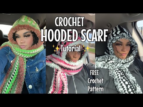 Crochet Hooded Scarf tutorial