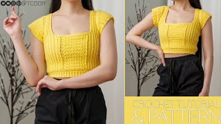 How to Crochet: Cropped T Shirt | Patter & Tutorial DIY