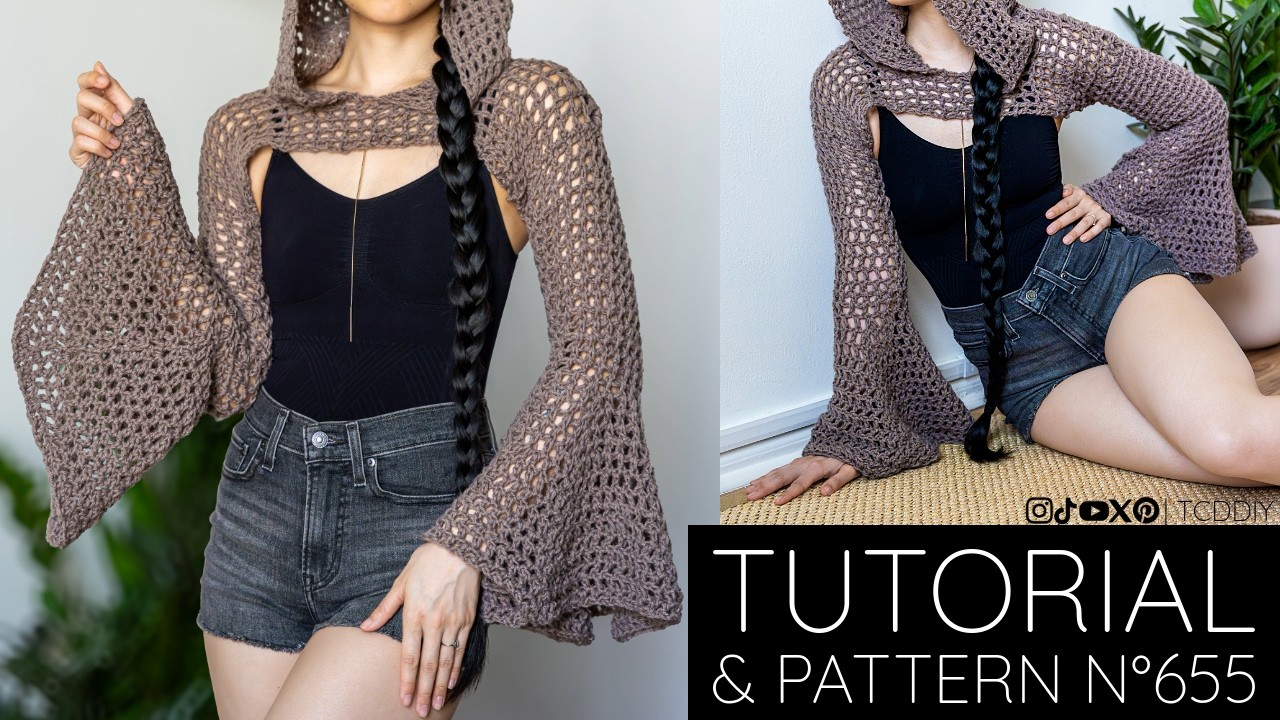 Airy Bell Sleeve Mesh Shrug