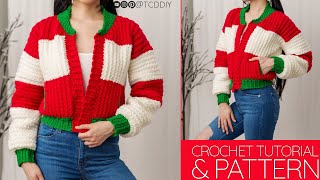 How to Crochet: Christmas Bomber Jacket | Pattern & Tutorial DIY