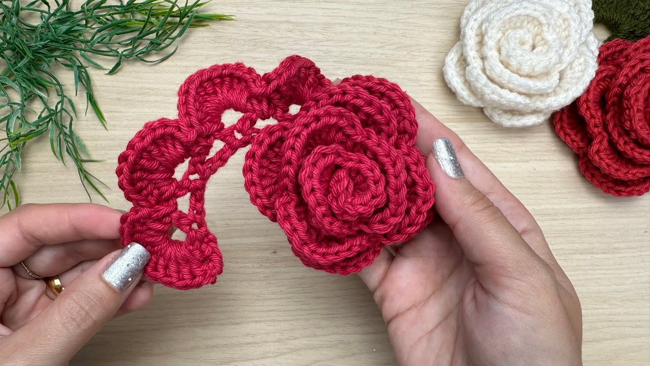 Rosa de croche facil e rapida/ Flor de croche facil/ Rosa de croche 3D/ Rose 3D crochet easy