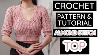 How to Crochet: Almond Stitch Crop Top | Pattern & Tutorial DIY