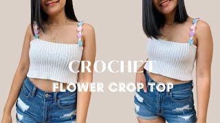 Crochet Crop Top Tutorial For Beginners-Flower Crop Top (Free Tutorial & Pattern)