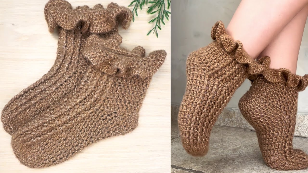 Easy and delicate crochet sock/ Crochet sock/ Calcetín de ganchillo