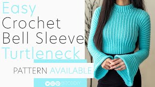 EASY Crochet Bell Sleeve Turtleneck | Pattern & Tutorial DIY