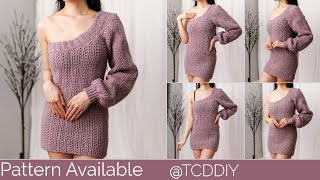How to Crochet: Single Sleeve Sweater Dress | Pattern & Tutorial DIY