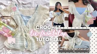 how to crochet a cute tie-front top | step-by-step tutorial