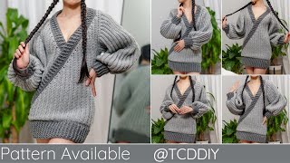 How to Crochet a Wrap Sweater Dress | Pattern & Tutorial DIY