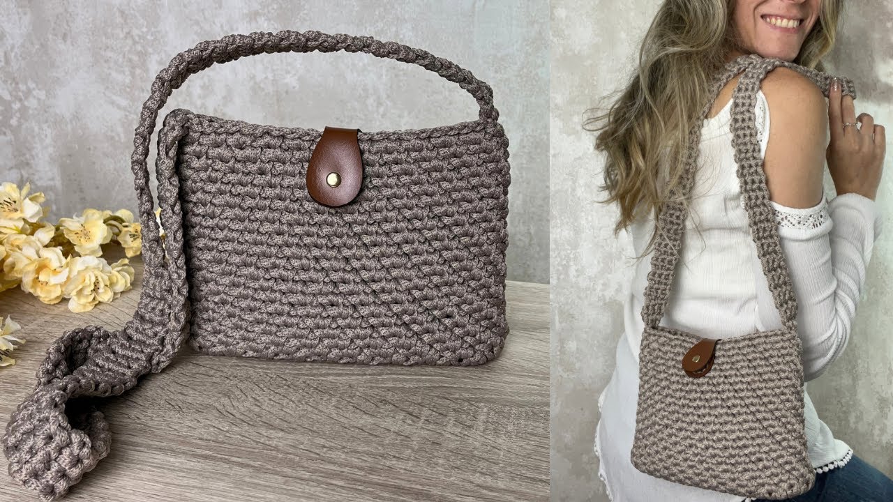 Bolsa de croche tiracolo em fio nautico/ Passo a passo/ Tutorial Crochet - Bolsa Vitoria