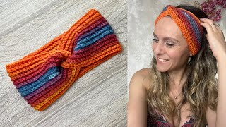Turbante de crochê/ Faixa de cabeça colorida/ Turbante boho/Turban crochet tutorial/Crochet headband