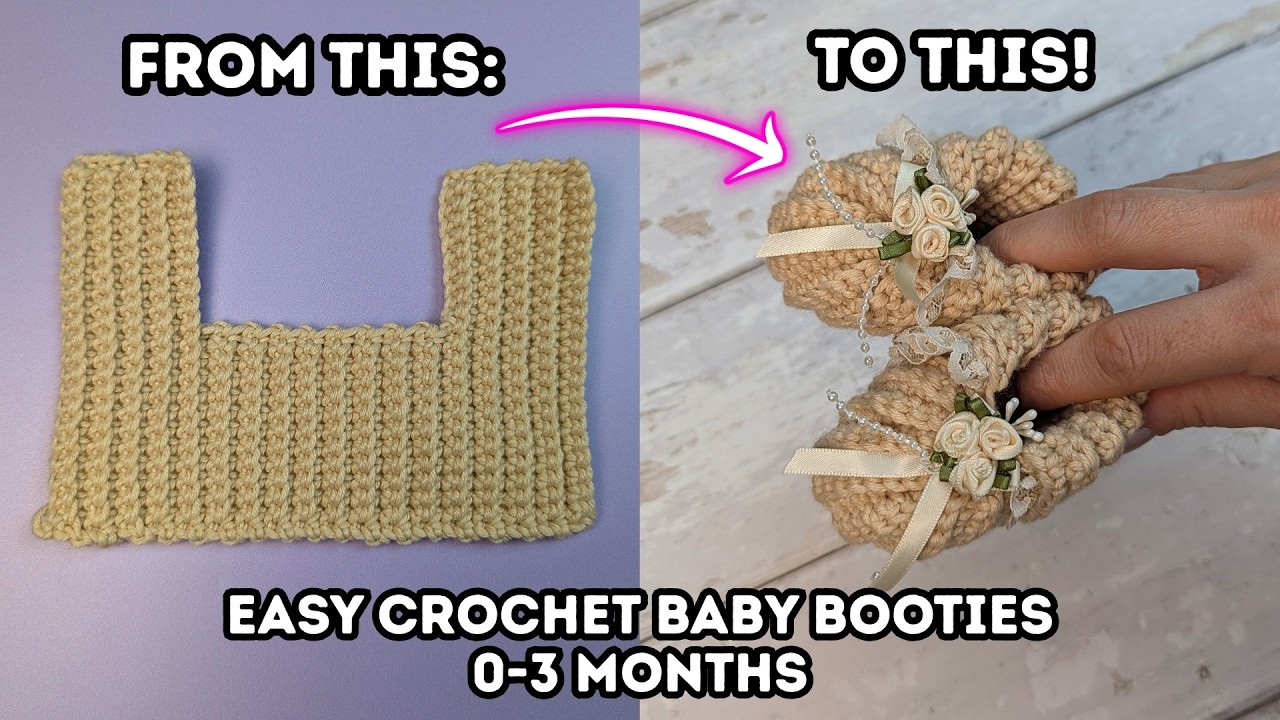 How to Crochet Baby Shoes 0-3 Months | Crochet Baby Booties Pattern | Beginner Crochet Pattern