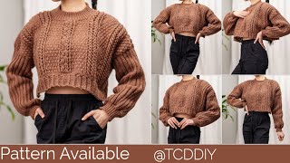 How to Crochet: Cropped Cable Stitch Sweater | Pattern & Tutorial DIY