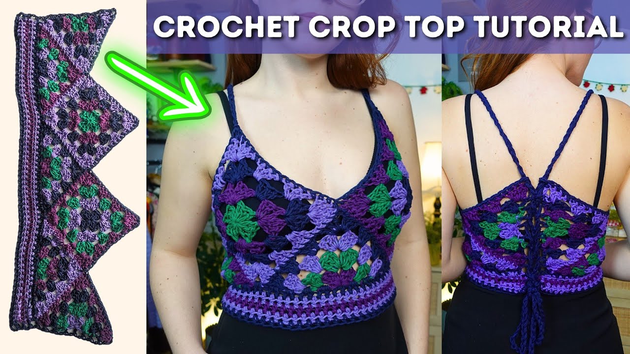 Easy Summer Crochet Top Tutorial: Using 2 Squares & 5 Triangles | Brunaticality Crochet