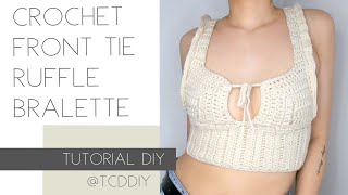 Crochet Front Tie Ruffle Bralette | Tutorial DIY