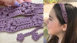 Tiara de crochê flor Cecilia, facil, rapida e economica/ Faixa de cabelo de croche/Crochet headband