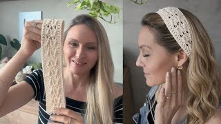 Crocheted crisscross headband with raised design, quick and economical / Crochet hairband / Croch...