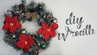 Crochet Poinsettia Flower Wreath | Christmas Wreath DIY