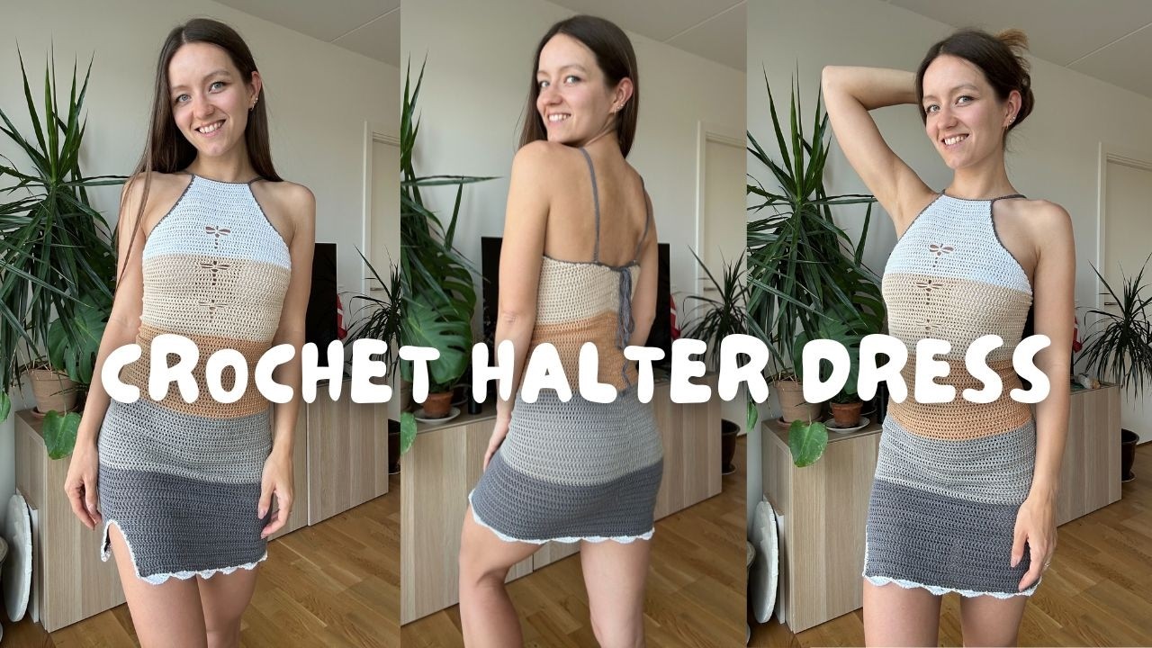 CROCHET HALTER DRESS w/ dragonfly pattern | beginner friendly tutorial