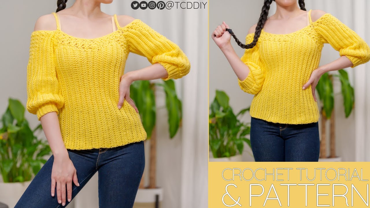 How to Crochet: Off the Shoulder Top w. Straps | Pattern & Tutorial DIY