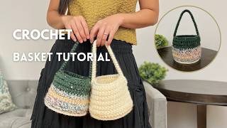 Easy Crochet Basket with Strap 🧶 Turn It Into a Bag (Beginner Friendly)