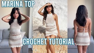 Crochet Halter Ruffle Top | Easy Crochet Tutorial | The Marina Set