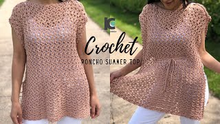 Crochet Poncho Summer Top ( Free Crochet pattern XS-XXL )